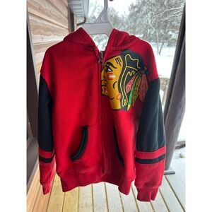 NHL OFFICIAL BLACKHAWKS KIDS YOUTH FULL ZIP HOODIE | CHICAGO BLACKHAWKS | SZ 5/6